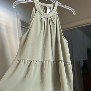 Hippie Rose Light Green Sleeveless Halter style Blouse